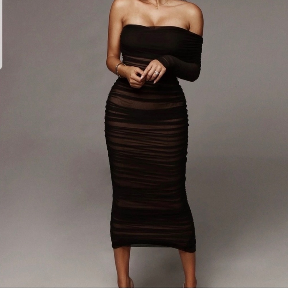 JLUXLABEL Ruched Black Dress NWT Small